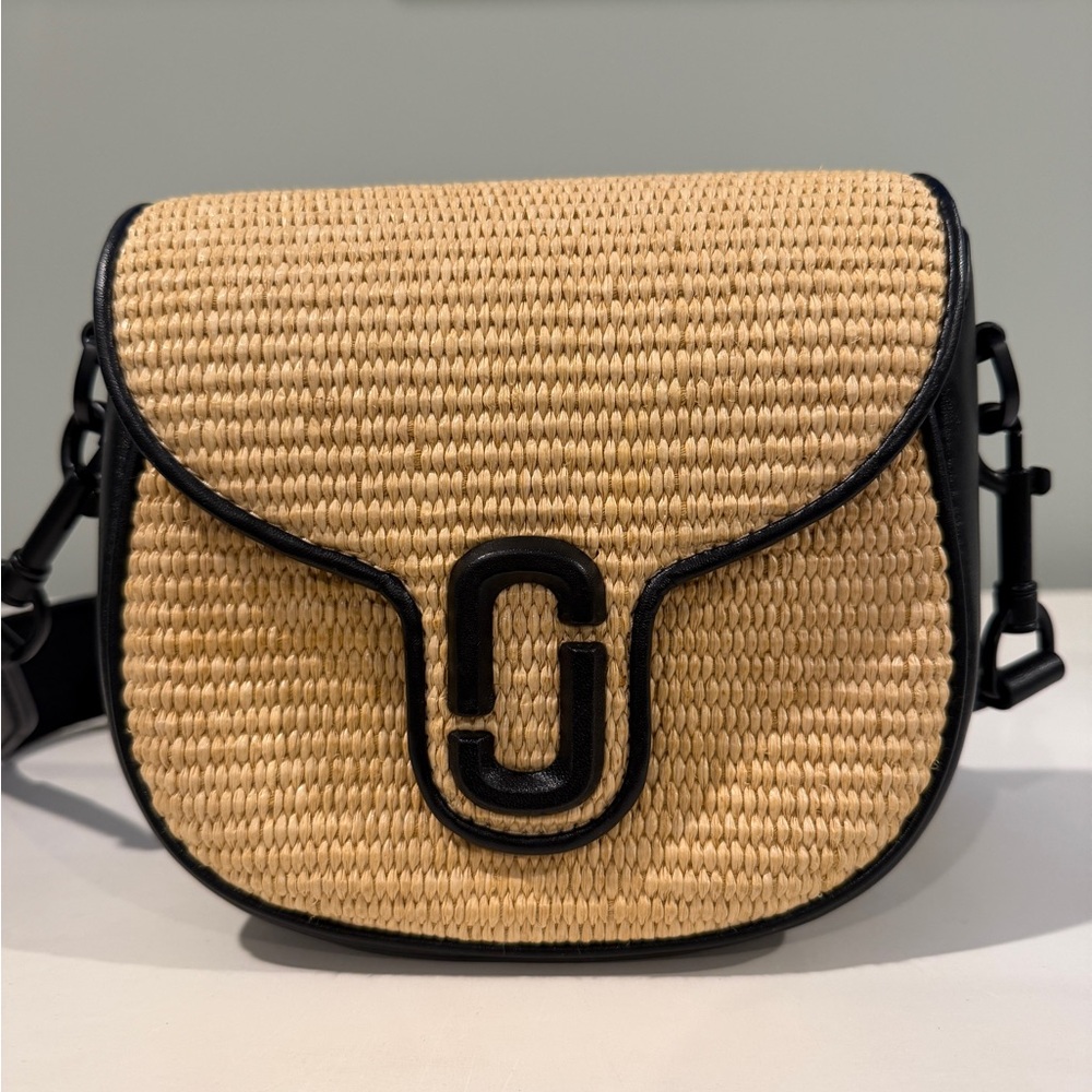 Marc Jacobs Tan and Black Woven Crossbody Bag